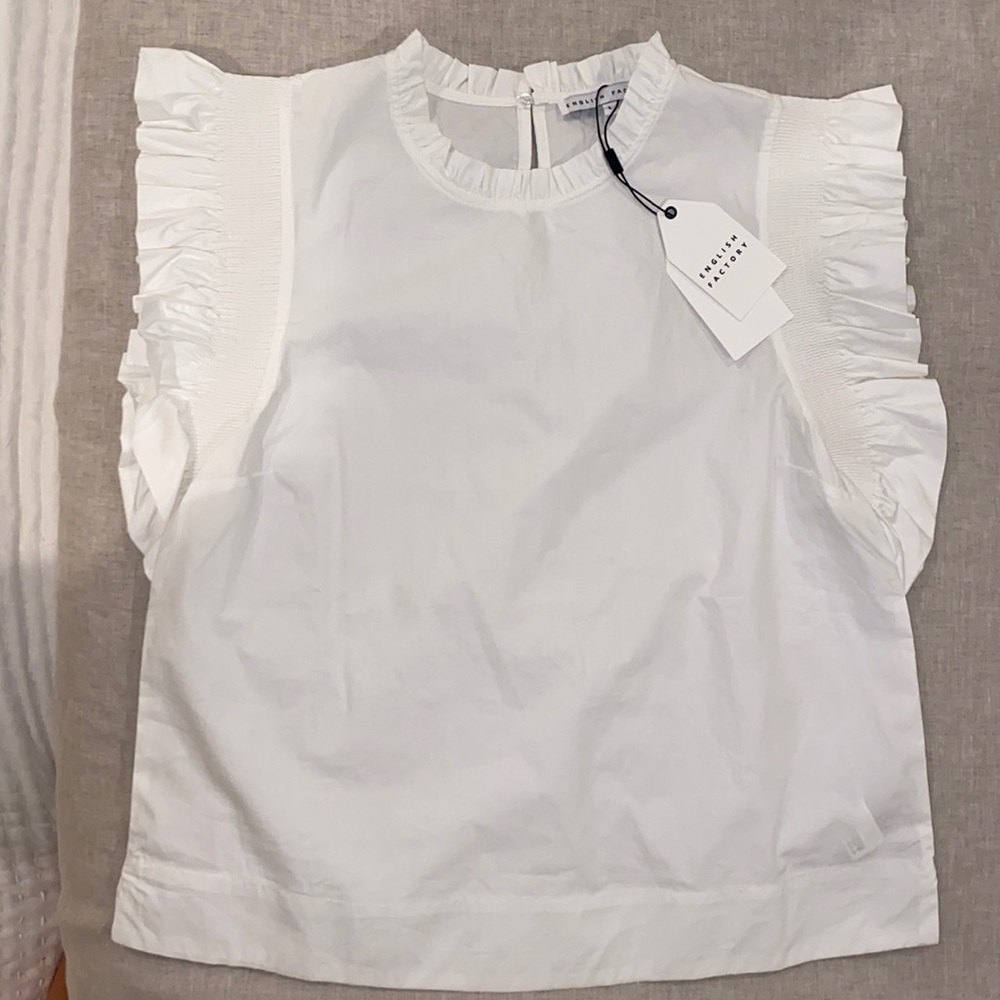 NWT—Cutest English Factory white top size L